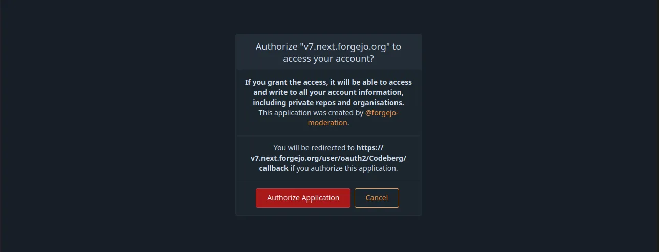Authorizing forgejo.example.com