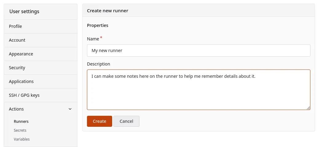 Screenshot showing runner registration popup